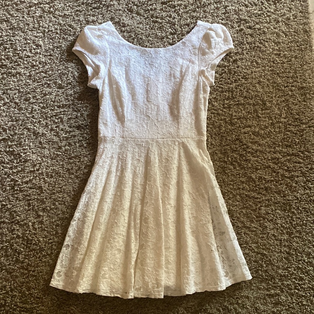 teens white lace semi formal dress